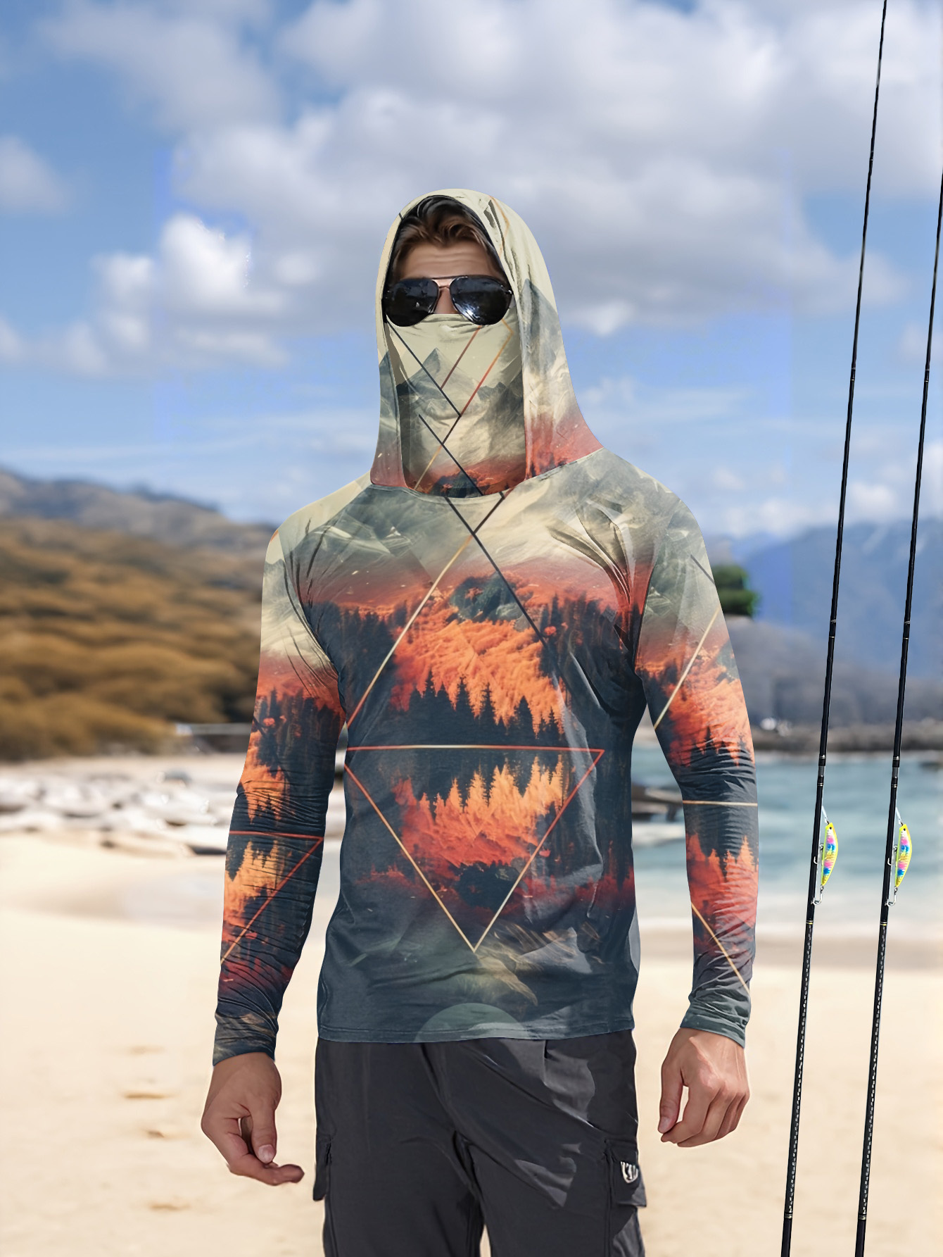 Hoodie Pancing Pria untuk Akti - Fishing Mask Sun Protection ulasan dan harga